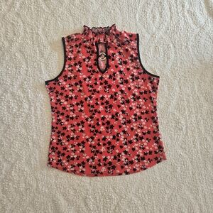 Adrienne Vittadini Red and Black Floral Blouse